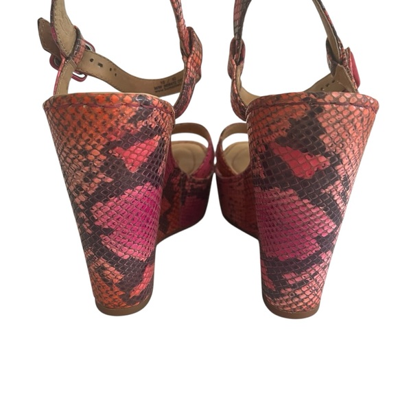 Born Crown Pink/Orange Faux Snakeskin Wedge Platform Sandal 10 - Picture 7 of 8